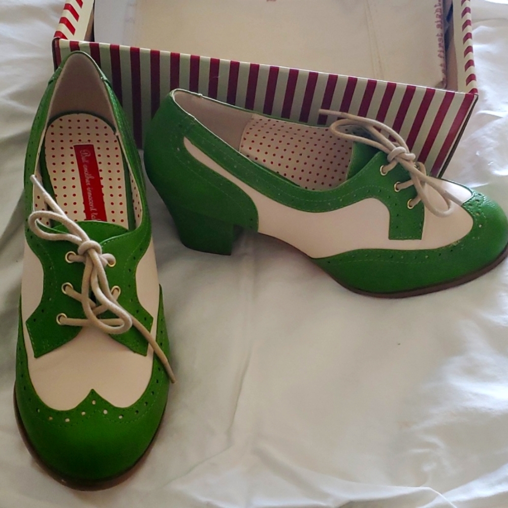 Green and Cream B.A.I.T  Saddle Shoes. Worn Once! Pinup Worthy!